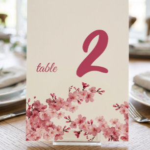 Cherry Blossom Personalized Table Number Sign