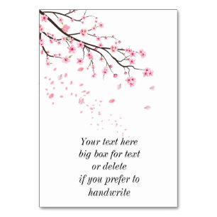 Cherry Blossom petals trailing Table Number