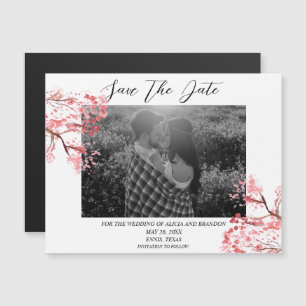 Cherry Blossom Photo Mariage Ressort Magnet Script