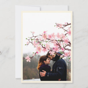 Cherry Blossom PHOTO Pink White Wedding Save The Date