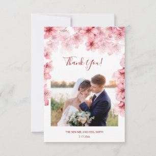 Cherry Blossom Photo Wedding Thank You Card