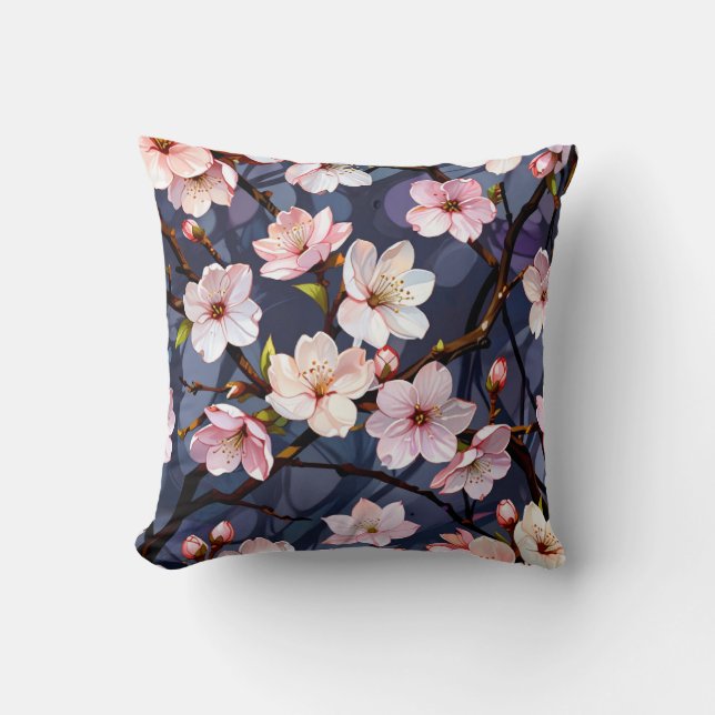 Cherry Blossom Pillow. Throw Pillow (Front)