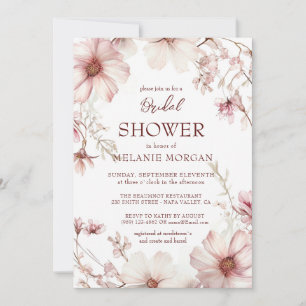 Cherry Blossom Pink And White Bridal Shower Invitation