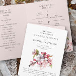 Cherry Blossom Pink and White Wedding Program<br><div class="desc">Cherry Blossom wedding program with order of ceremony, order of events timeline, wedding party and thank you note. Folded card with a beautiful soft pink and white colour palette, adorned with delicate watercolor cherry blossom branches, giving a graceful and botanical feel to your celebration. The design sets the tone for...</div>