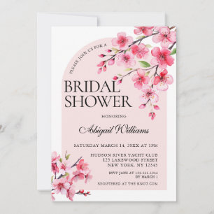CHERRY BLOSSOM PINK ARCH WATERCOLOR BRIDAL SHOWER INVITATION