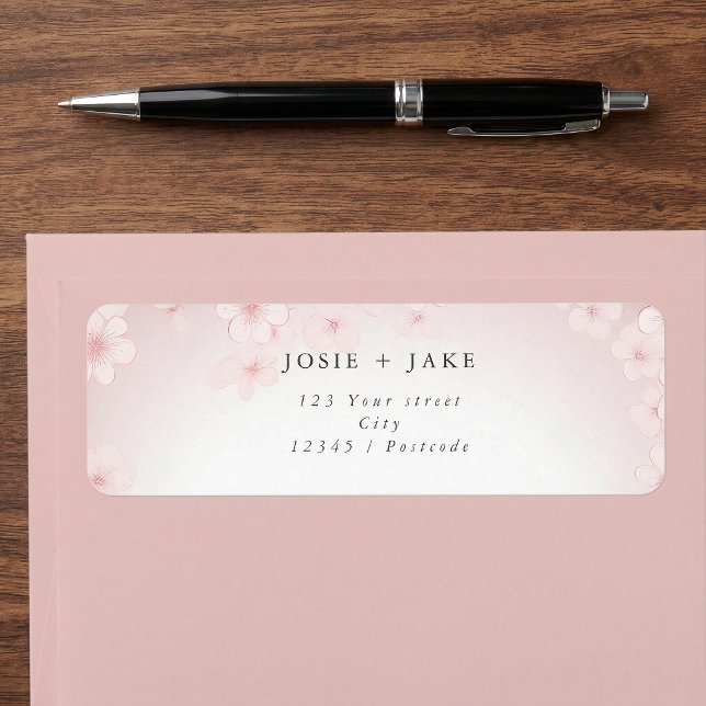 Cherry blossom pink background return address (Cherry blossom pink background return address label)