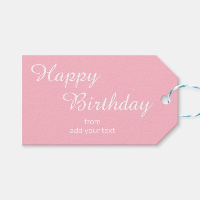 Cherry Blossom Pink Birthday Gift Tags (Front (Horizontal))