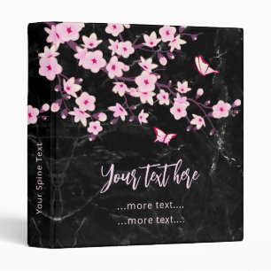 Cherry Blossom Pink Black Marble Custom Binder