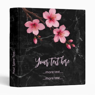 Cherry Blossom Pink Black Marble Custom Binder