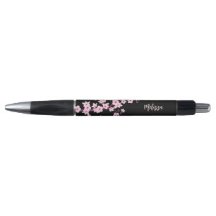 Cherry Blossom Pink Black Monogram Pen