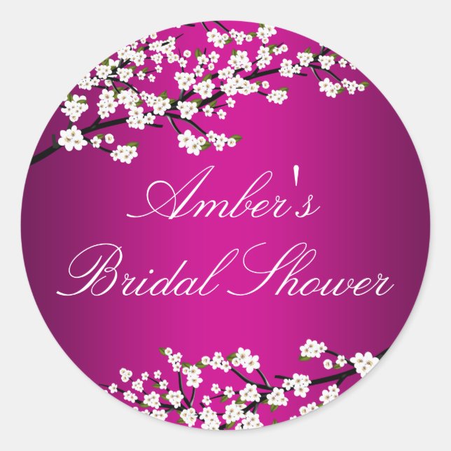 Cherry Blossom Pink Bridal Shower Sticker (Front)