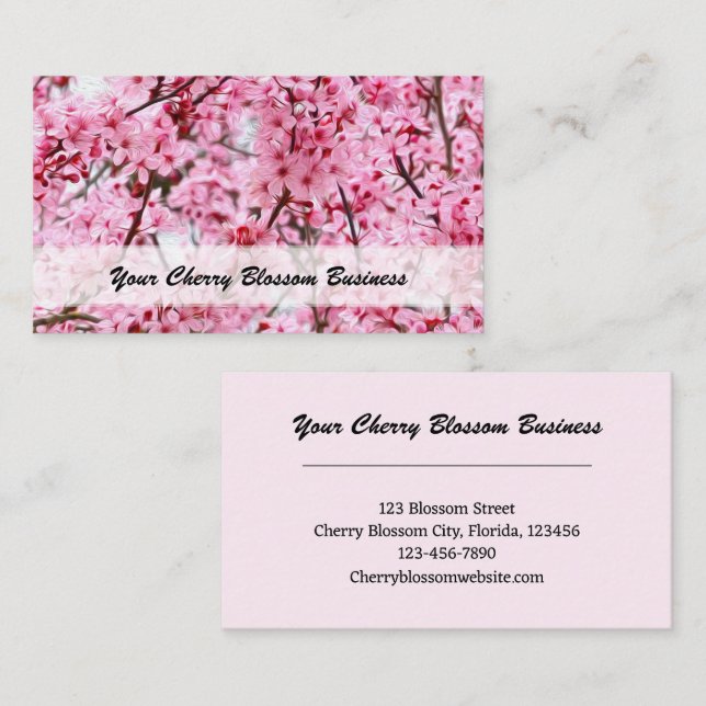 Cherry Blossom Pink Floral Art Business Card (Front/Back)