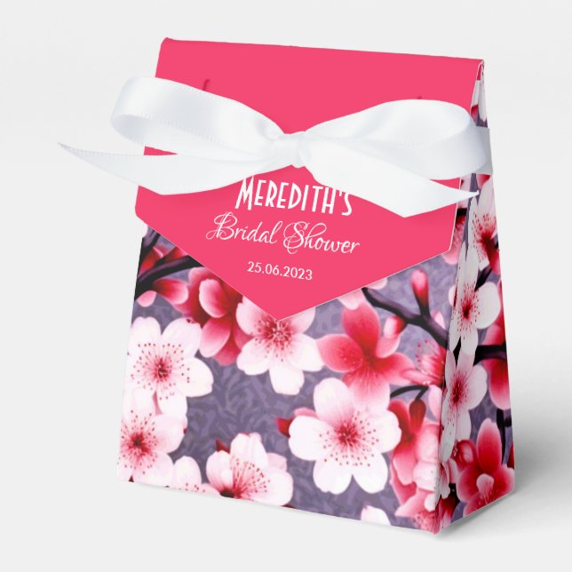 cherry blossom pink floral garden pattern favor box (Front Side)