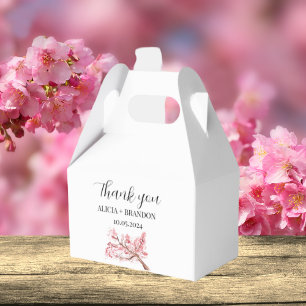 Cherry Blossom Pink Floral Modern Wedding Favor Box