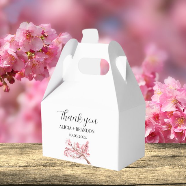 Cherry Blossom Pink Floral Modern Wedding Favor Box (Creator Uploaded)