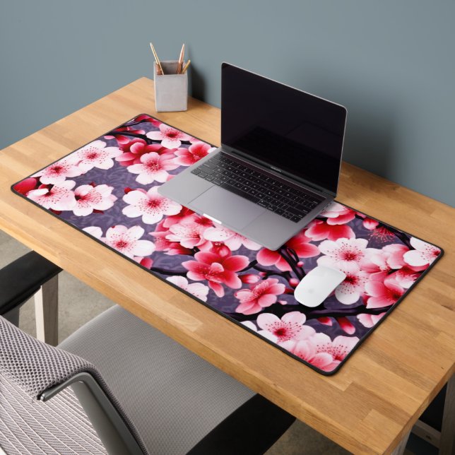 cherry blossom pink floral pattern desk mat (Office 2)