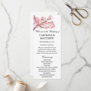 Cherry Blossom Pink Floral Watercolor Wedding Program