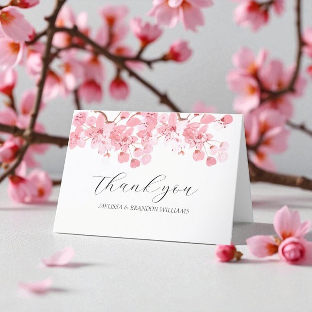 Cherry Blossom Pink Floral Wedding Thank you  (Creator Uploaded)