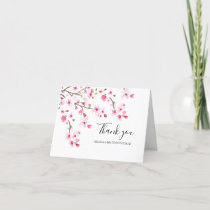 Cherry Blossom Pink Floral Wedding Thank you 