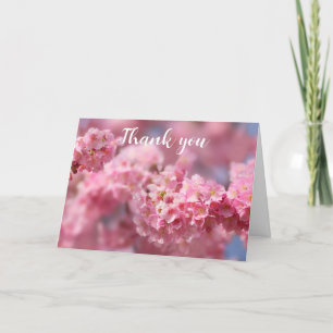 Cherry Blossom Pink Floral Wedding Thank you  Card