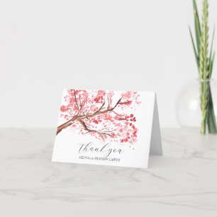Cherry Blossom Pink Floral Wedding Thank you Card