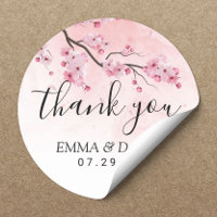 Cherry Blossom Pink Floral Wedding Thank You