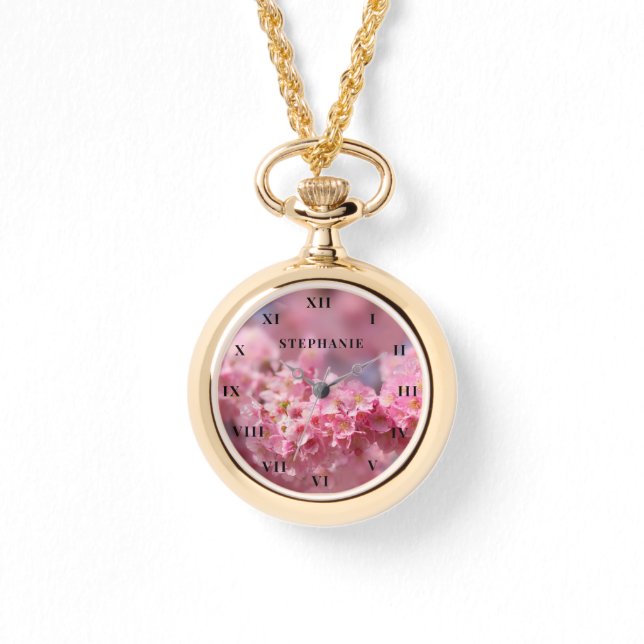 Cherry Blossom Pink Flower Sakura Springtime  Watch (Front)