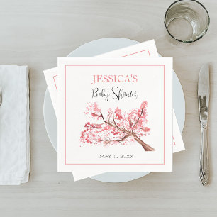 Cherry Blossom Pink Flowers Baby Shower Girl Napkin