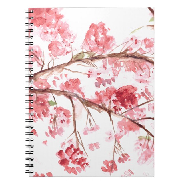 Cherry blossom pink flowers floral Sakura Japanese Notebook (Front)
