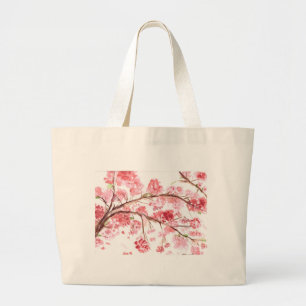Cherry blossom pink flowers Sakura Japanese Large Tote Bag