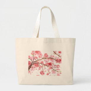 Cherry blossom pink flowers Sakura Japanese  Large Tote Bag