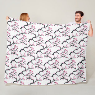 Cherry Blossom Pink Japanese Sakura Kawaii  Fleece Blanket