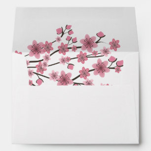 Cherry Blossom Pink Ombre Petals Wedding Envelope