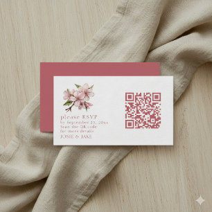 Cherry Blossom pink QR Code rsvp Enclosure Card