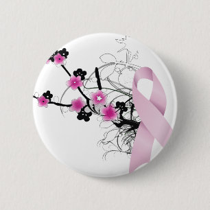 Cherry Blossom Pink Ribbon 2 Inch Round Button
