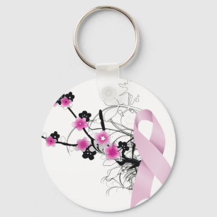 Cherry Blossom Pink Ribbon Keychain