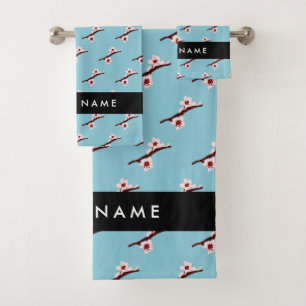 Cherry Blossom, Pink Sakura, Your Name Bath Towel Set