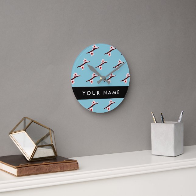 Cherry Blossom, Pink Sakura, Your Name Round Clock (Office)