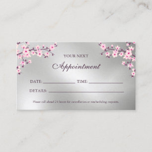 Cherry Blossom Pink Silver Appointment Card