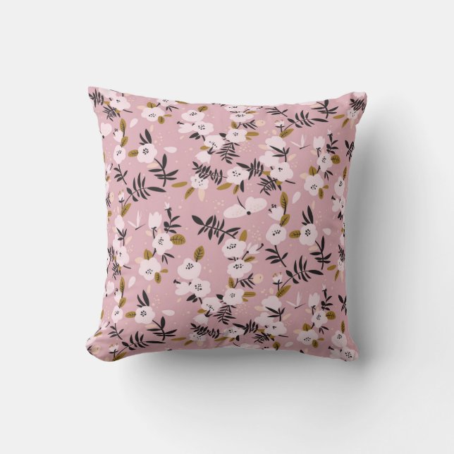 Cherry Blossom Pink: Tender Spring Throw Pillow (Front)