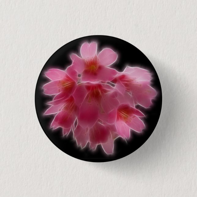 Cherry Blossom Pink Tree Flower 1 Inch Round Button (Front)