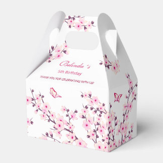 Cherry Blossom Pink White Birthday Thank You Favor Box