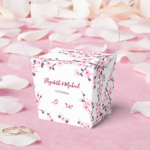 Cherry Blossom Pink White Custom Wedding  Favor Box