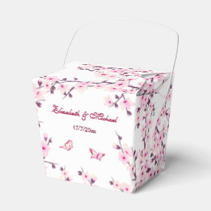 Cherry Blossom Pink White Custom Wedding  Favor Box