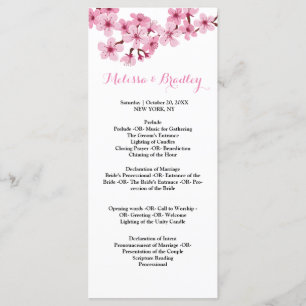 Cherry Blossom Pink White flora ceremony Program
