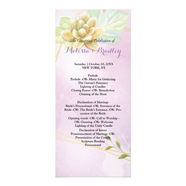 Cherry Blossom Pink White  flora  ceremony Program (Front)