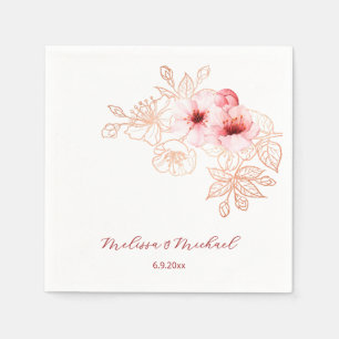 Cherry Blossom Pink White Wedding Napkin