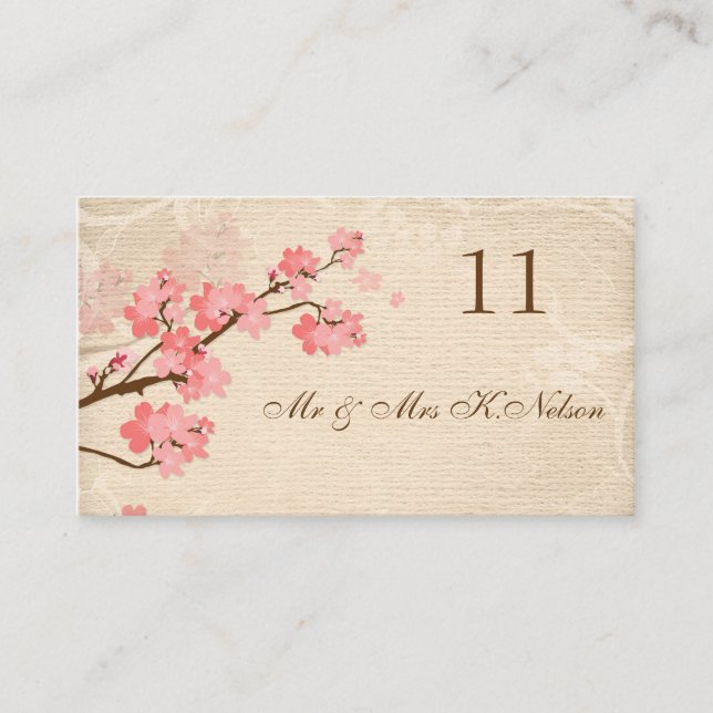 Cherry Blossom Placer carte/table Carte de visite (Devant)