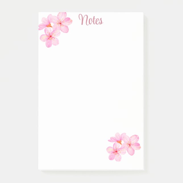Cherry Blossom Pretty Pink Custom Post-it Notes (Front)
