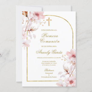 Cherry blossom primera comunión invitation